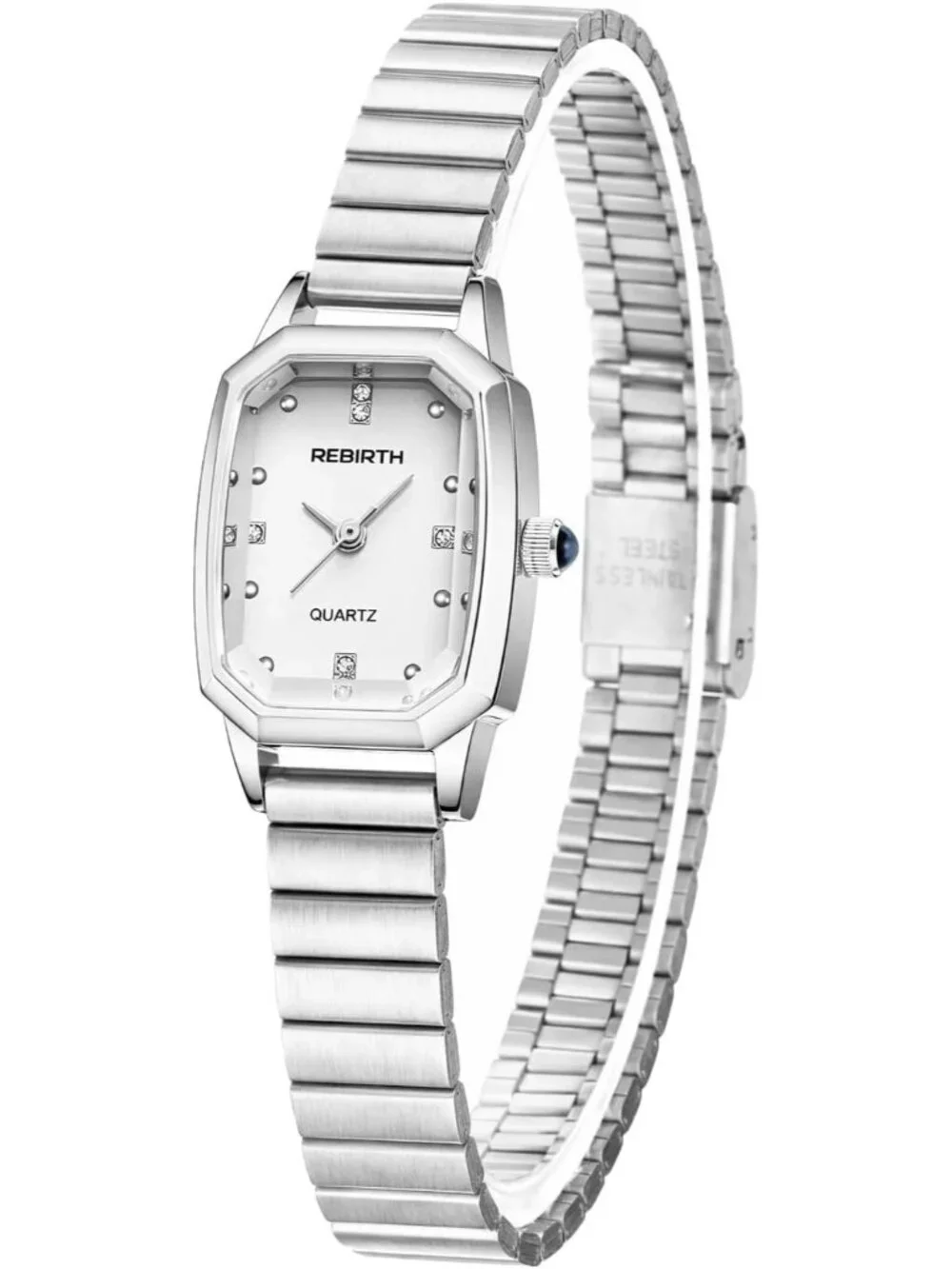Women’s Silver Rectangular Quartz Stainless Steel Strap Classic Vintage Watch